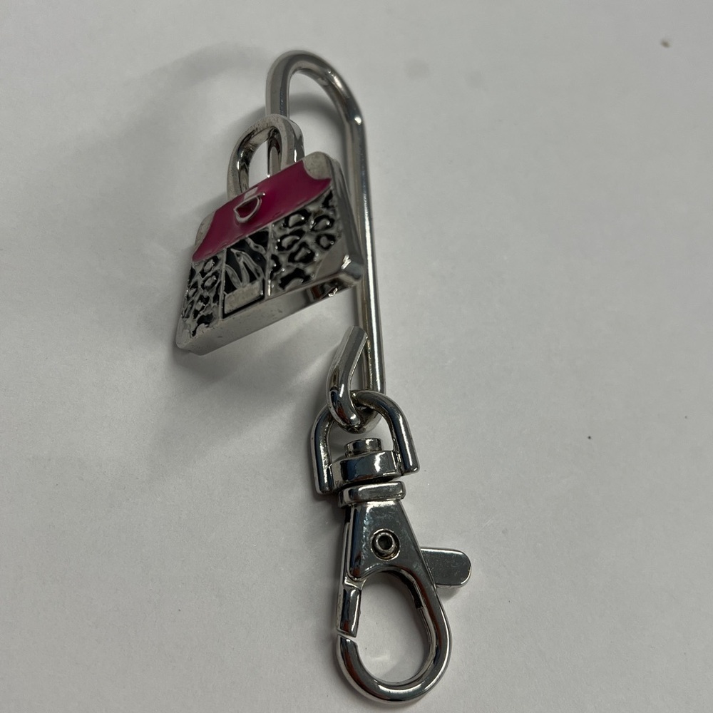 Mini Handbag Chrome Metal Punk Black Enamel Bag Charm Fob Purse Hook